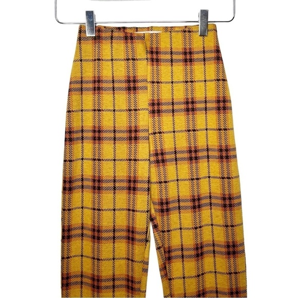 Urban Outfitters Bryn Yellow Orange Pull On Plaid Flare Women’s Pants Sz XS - Picture 3 of 11